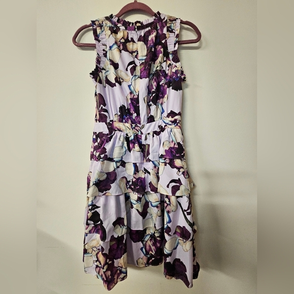 Banana Republic Floral Lilac Sleeveless Dress Size 0 - Picture 2 of 10
